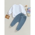 thumbnail image 4 of Bagilaanoe 2PCS Toddler Baby Boy Long Pants Set Letter Print Long Sleeve Sweatshirt Pullover Tops + Drawstring Sweatpants 6M 12M 18M 24M 3T Kids Casual Sweatsuits, 4 of 9