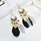 thumbnail image 2 of Mujeres Boho largo de plumas de borlas pendientes de joyería de la vendimia de perlas cuelgan pendientes colgantes, 2 of 4