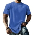 thumbnail image 4 of LNZGNM Men's Fashion Oversized Tshirts Workout Short Sleeve T-Shirt Dry Fit Lightweight Crewneck Tee Tops,Blue(XXXL), 4 of 5