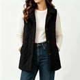 thumbnail image 5 of YOIAVAIOY Vest for Women Lapel Collar Fuzzy Fleece Mid-Length Sleeveless Jackets Button Down Casual Outerwear Waistcoat Black L, 5 of 8