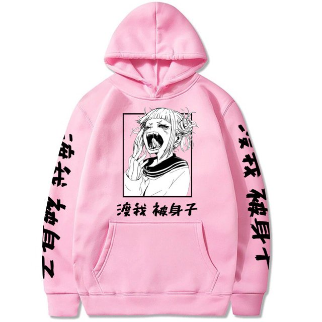 Camiseta Suelta Negra Anime Japonés My Hero Academia Sudadera Himiko Pullover Ropa Con Capucha Para Hombre