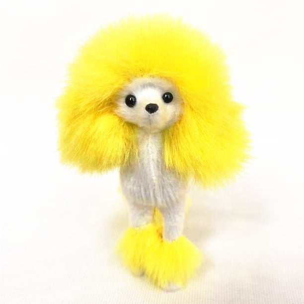 Serie de artesanías de animales de simulación, perro de peluche, caniche, caniche multicolor