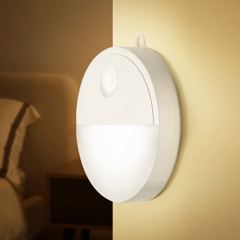 Kepooman 2 Pcs Portable Stick-On Motion Sensor LED Night Light for Hallway Stairs Bedroom, Battery Powered, Daylight