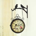 thumbnail image 5 of Wrought Iron Antique-Look Round Double Sided Two Faces Clock 8inch Wall Hanging Clock with Bird Stand Side Mount, 5 of 6