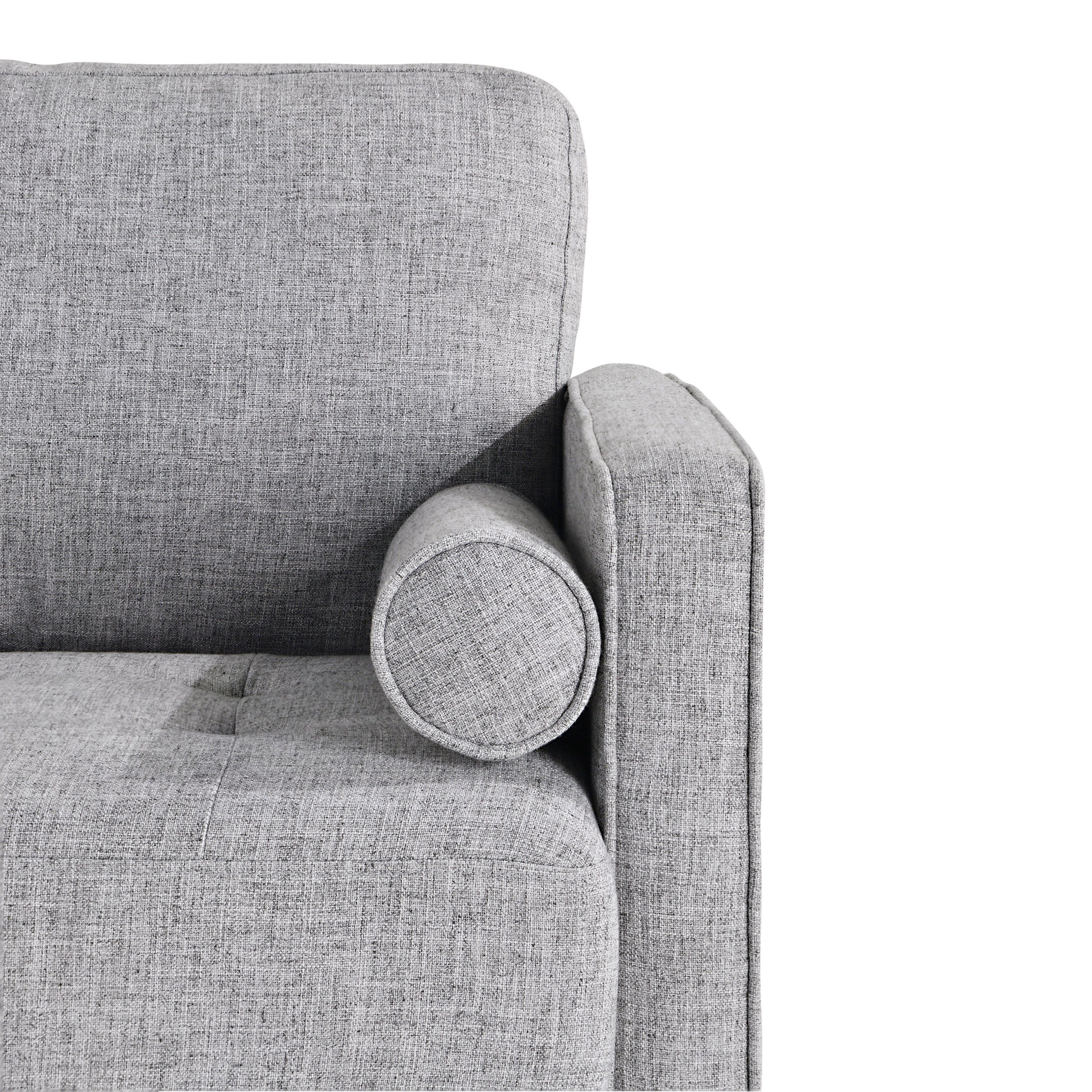Studio Living Lorelei Mid-Century Modern Cushion Back Upholstered Sofa, Light Gray Fabric