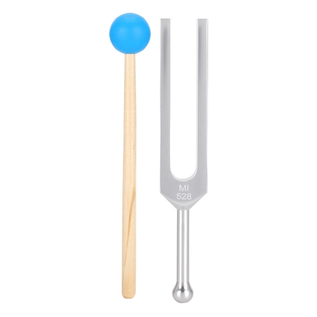 Diapasón, 528HZ Diapasón de afinación Herramienta de terapia de sanación de sonido con martillo de silicona y bolsa para reparación de ADN, sanación, terapia de sonido, instrumento musical EOTVIA NO
