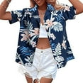 thumbnail image 6 of Fesfesfes Short Tshirts for Women's Casual Printed Button-Down Shirt Beach Holiday Cardigan Short Sleeve Lapel Top/Shirt 4(S), 6 of 9