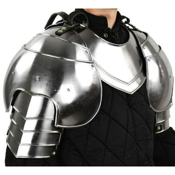 Medieval Knight Pauldrons 18 Gauge Steel Shoulder with Gorget Neck Armour