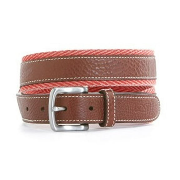 Vineyard Vines Men's Chevron Webbing Canvas Leather Jetty Red  Belt $98.00