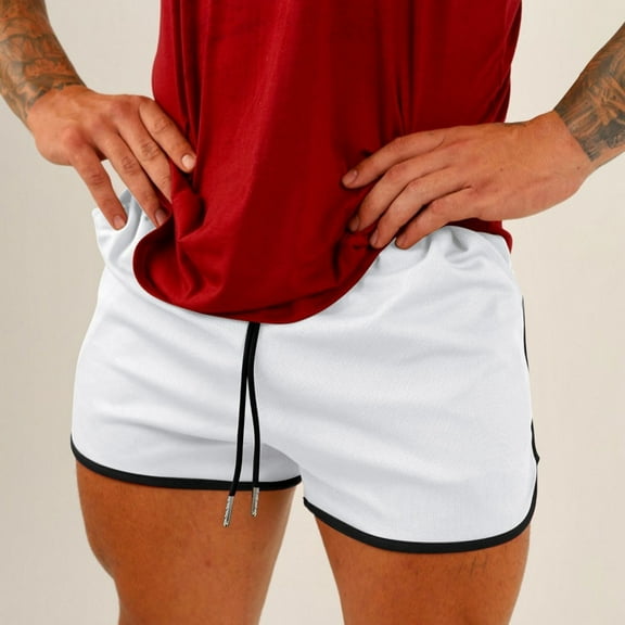 asjyhkr Gym Shorts Men Drawstring Elastic Waist Running Athletic Tennis Board Swim Shorts Activewear