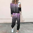 thumbnail image 2 of lcziwo Womens Sequin Jogger Set Plus Size Long Sleeve Hoodies and Drawstring Pants with Pockets 2025 Spring Summer Lightweight Loose Loungewear Tracksuits Holiday Sales,Purple,S, 2 of 6