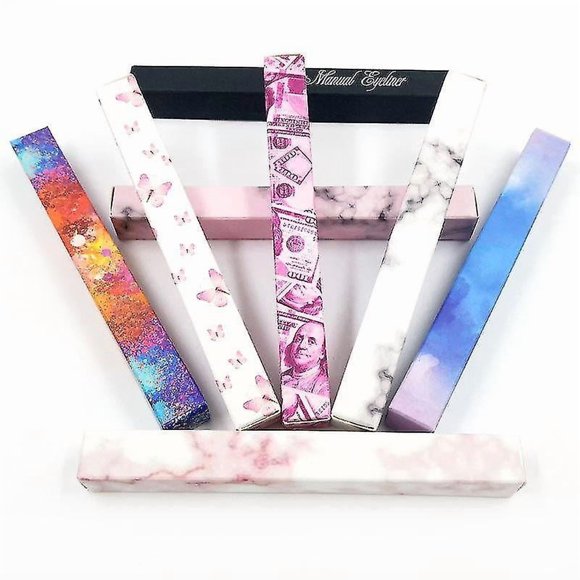 Delineador de ojos HUOGUO Glitter Liquid, juego de 8 piezas con caja dorada holográfica