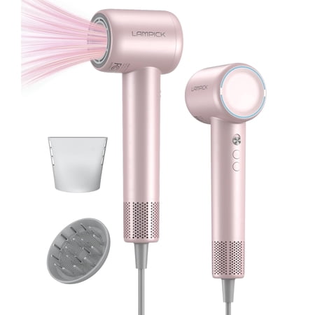 Hair Dryer,150000 RPM Ionic Blow Dryer with 500M Negative Ions, Lightweight Travel Hair Dryer with Magnetic Diffuser & Nozzle for Fast Drying, Low Noise Brushless Motor for Salon & Home Use,Pink