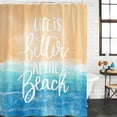 thumbnail image 3 of Blue Coastal Waterproof Fabric Shower Curtain,Life Is Better At The Beach Beach Waterproof Fabric Shower Curtain for Bathroom Curtains Bathtubs Hotel Shower Curtains with 12 Hooks Standard 66x72, 3 of 8