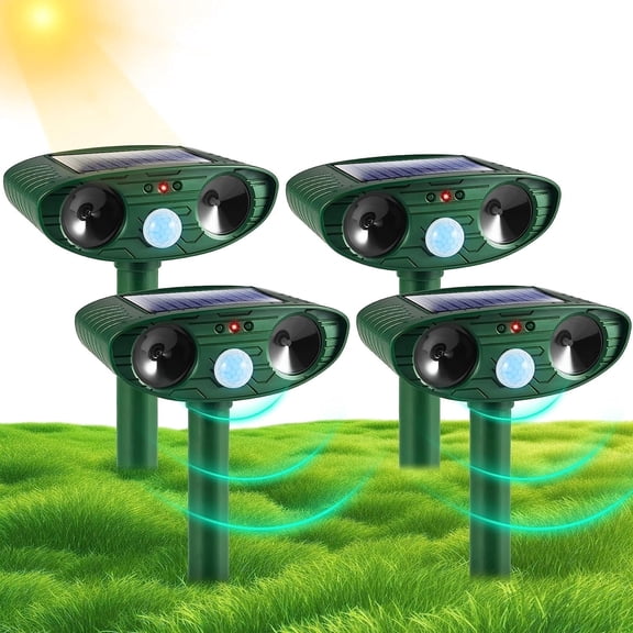 4 Pack Ultrasonic Animal Repellent Outdoor Solar Animal Repeller Deterrent Waterproof,Motion Sensor Deterrent Repel Cat Dog Deer Raccoon Fox Skunk Rabbit Squirrel for Garden Yard