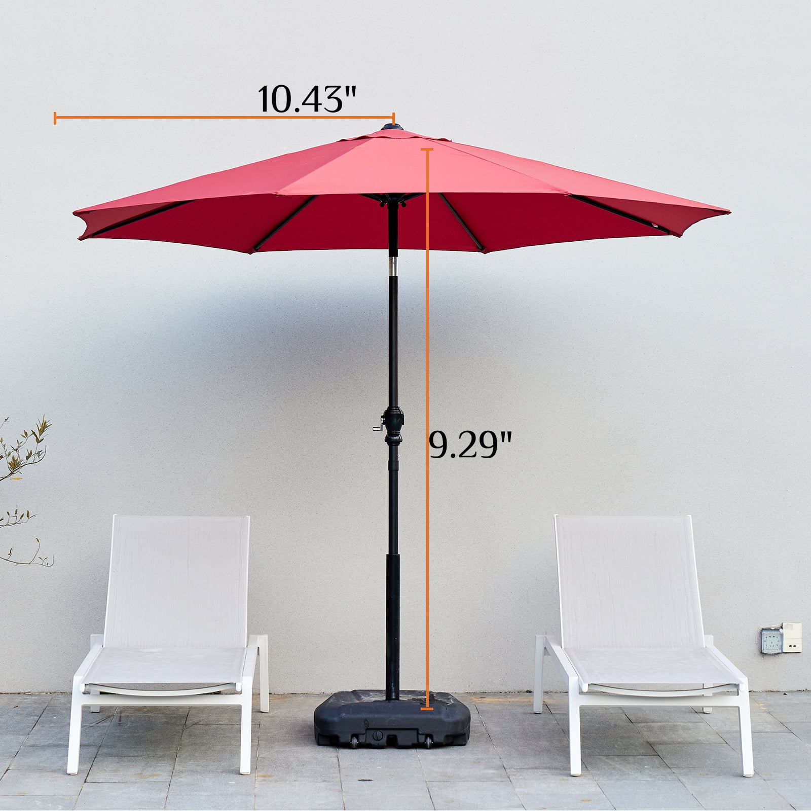CONCETTA 9FT Patio Umbrella Outdoor, Table Market Umbrella with Easy Tilt & Hand-Crank Lift for Garden, Beach, UV Protection, Red