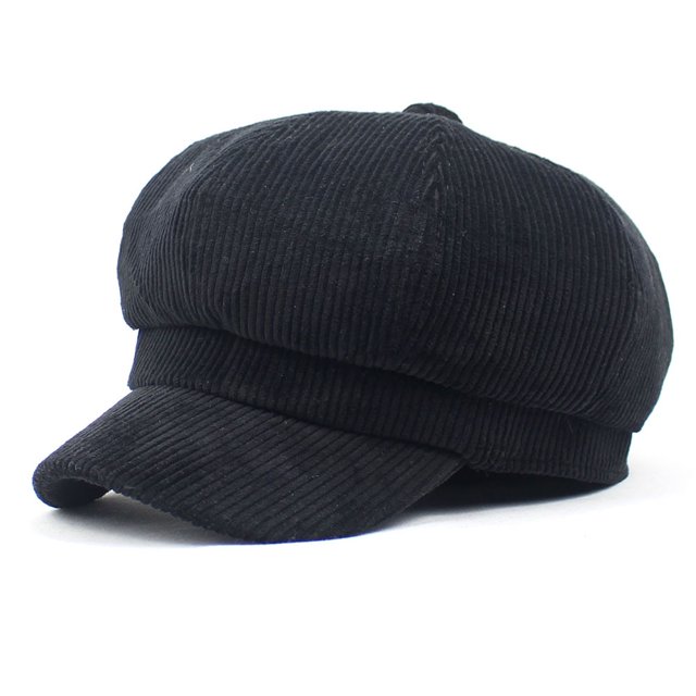 LinYooLi New Light Core Velvet Striped Ladies Hats Retro Curved Cornary Peaked Hat Warm Octopus Hat Cross -Border Hat