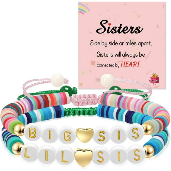 AEXTO Big Sister Bracelet, Colorful Little Girls' Sister Jewelry, Letter Beads Bracelet, Sister Jewelry Gifts for Daughter Granddaughter Niece Big Sister Girls