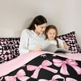thumbnail image 4 of Feelyou Black Pink Bowknot Twin Bedding Sets 7pcs, Ribbon Cherry Bedding Comforter Set, 4 of 8