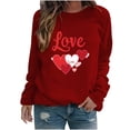 thumbnail image 1 of Amzcrzy Sweat-Shirt pour Femmes Col Rond Manches Longues Chemises de la Saint-Valentin Graphiques Amusants Légers Amples Chandail de Vacances, 1 of 3