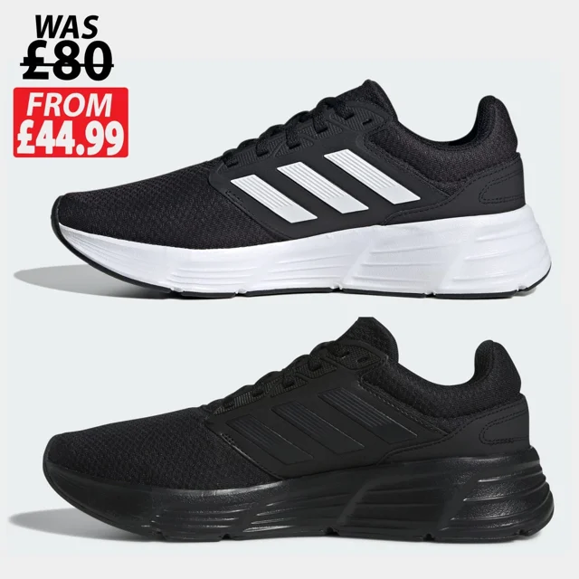Adidas Mens GALAXY 6 Trainers Shoes - Black/White or BLACK *New Design