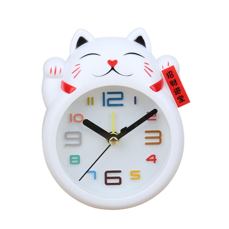 HGYCPP Chinese Lucky Cat Clock Feng Shui Figure Clock in Colourful Box