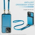thumbnail image 2 of Crossbody Wallet Case for iPhone 15 Plus with Lanyard Strap Card Slot Holder RFID Blocking Kickstand,Magnetic Flip Folio Zipper Purse Case,Retro  PU Leather Cover Handbag,Blue, 2 of 9