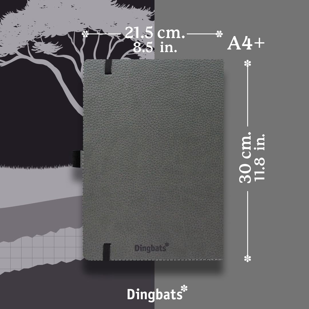 Dingbats A4+ Wildlife Grey Elephant Notebook - Dotted