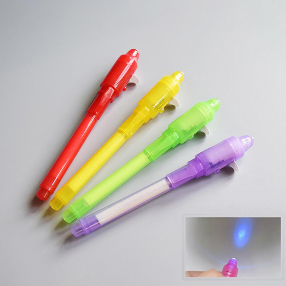 4/7pcs 2 in 1 Luminous Light Invisible Ink Pen UV Check Money