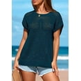 thumbnail image 3 of PRETTYGARDEN Womens Spring Tops Summer Shirts Crochet Cap Sleeve Sweater Pullover Cute Crew Neck Beach Cover Ups, 3 of 8