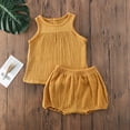 thumbnail image 2 of ITFABS Bébé Fille Garçon Coton Lin Débardeurs Sans Manches + Mini Ensemble Short, 2 of 7