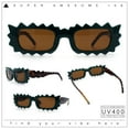 thumbnail image 2 of Fun Shockwave Jolt Shape Narrow Rectangle Bold Retro Fashion Sunglasses Green Tortoise - Brown, 2 of 8