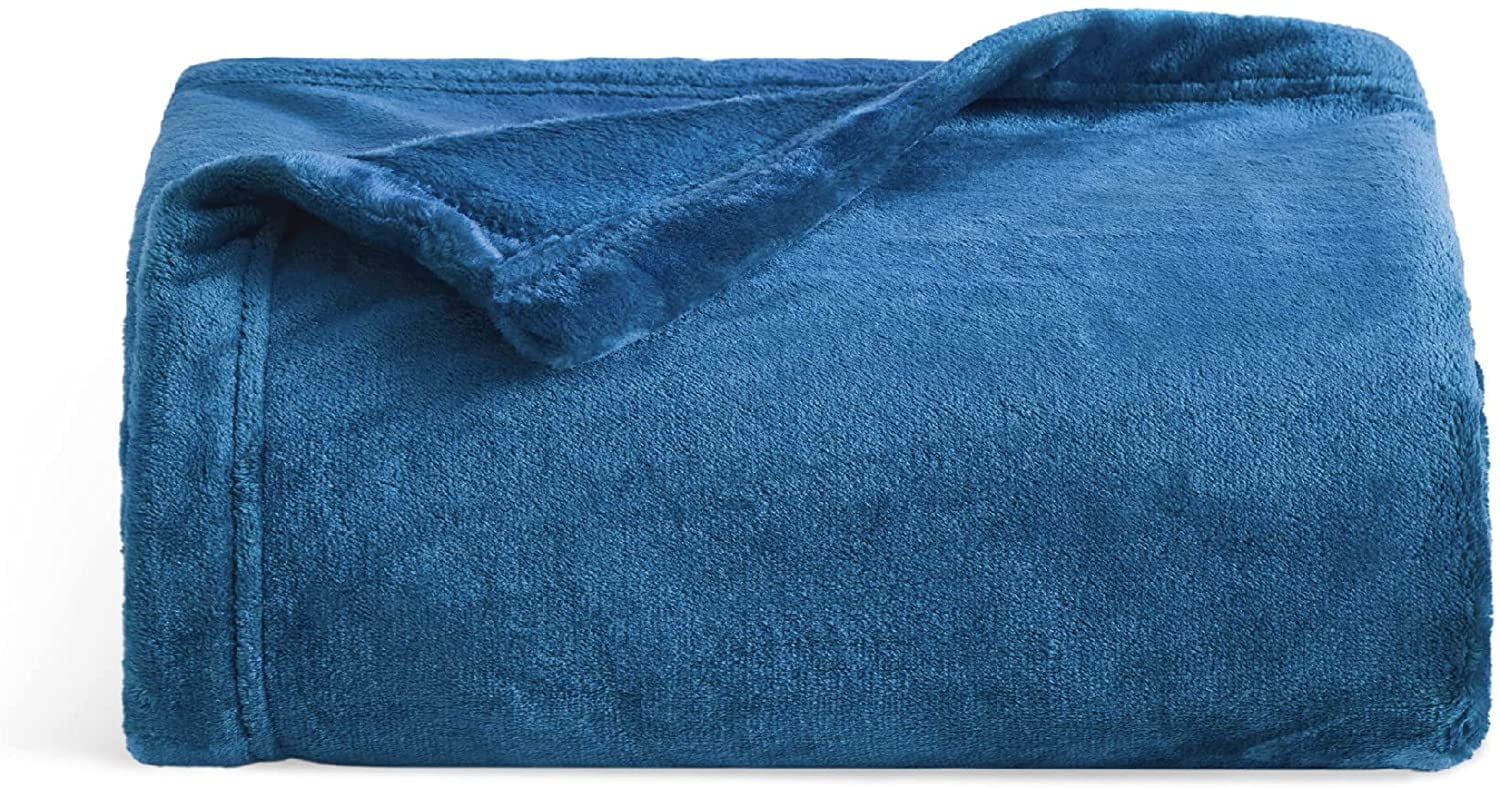 Bedsure Fleece Blanket Throw Blanket Mediterranian Bright Blue
