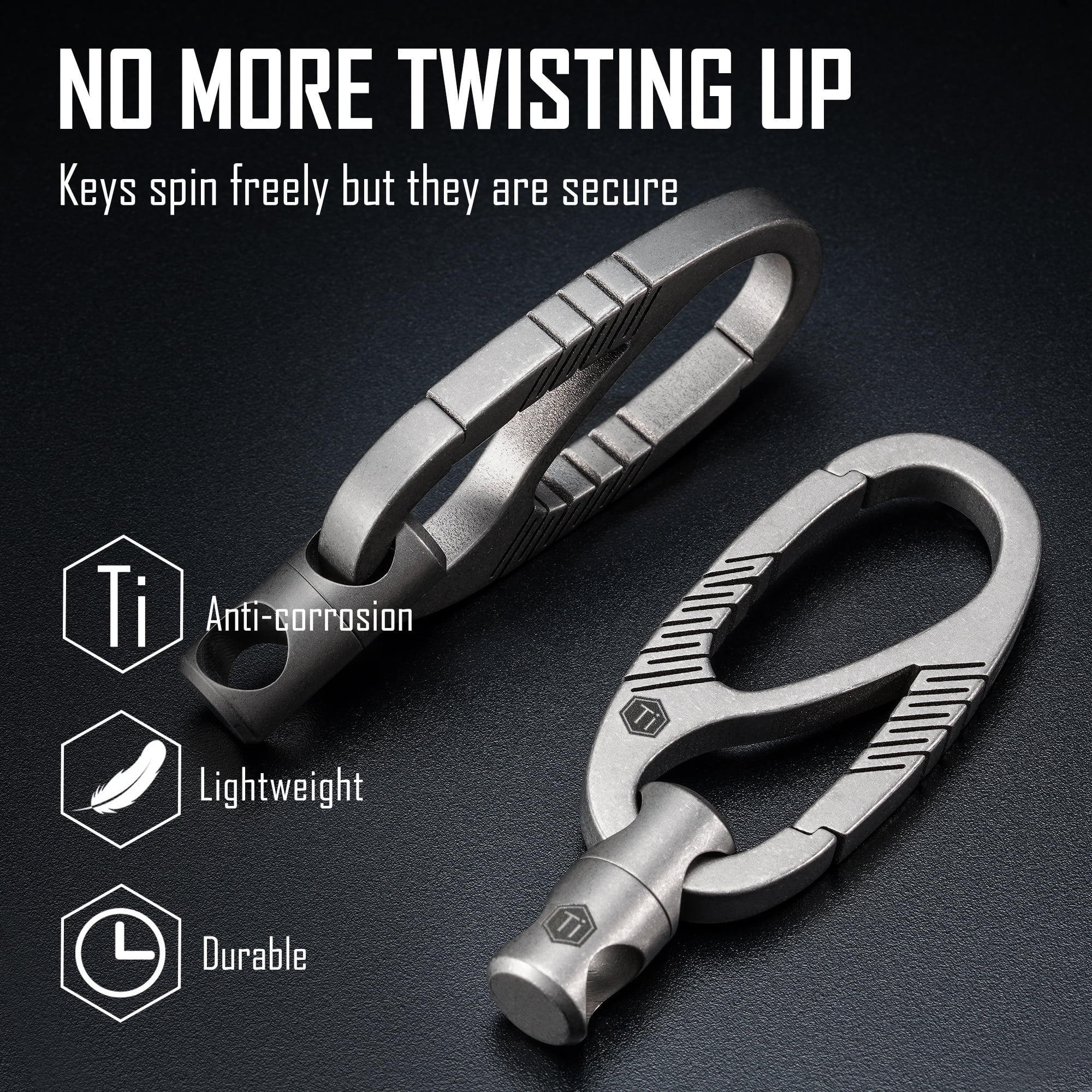 TIESOME 2Pcs Keychain with Keyring, Metal Keychain Carabiner Clip Heavy  Duty Keychain Clips Hook for Unisex