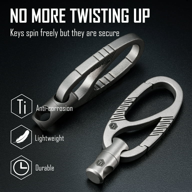 TISUR Titanium Carabiner Keychain Clip,Quick Release Car Key Chain Rings,Small Carabiner Hooks Keychain Accessories