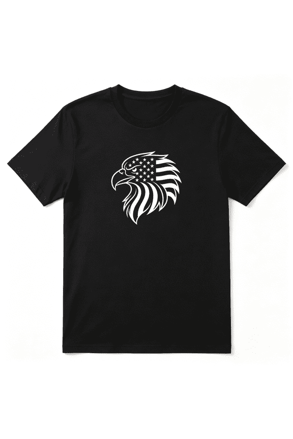 USA Flag Eagle Head Retro Graphic Tee For Men And Women, Patriot Road Trip Cotton Short Sleeves T-Shirt