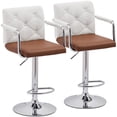 thumbnail image 2 of VECELO Set of 4 Adjustable Height Swivel Bar Stools with Back and Armrest, PU Leather Counter Height Barstools, White and Brown, 2 of 8