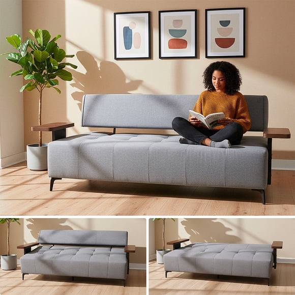 Sofá Cama Con Reposabrazos Multifuncionales Lofti 3 Posiciones Funda Protectora