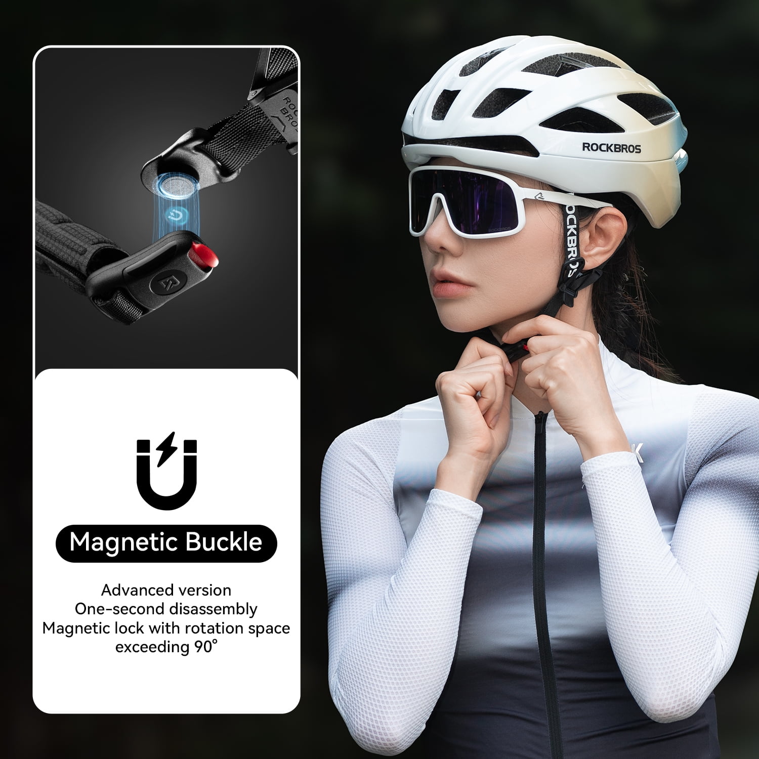 ROCKBROS Cycling Helmet Keel Structure Hardcore Protection One-piece 3D Lining Modling Quick-release Magnetic Buckle Bike Helmet
