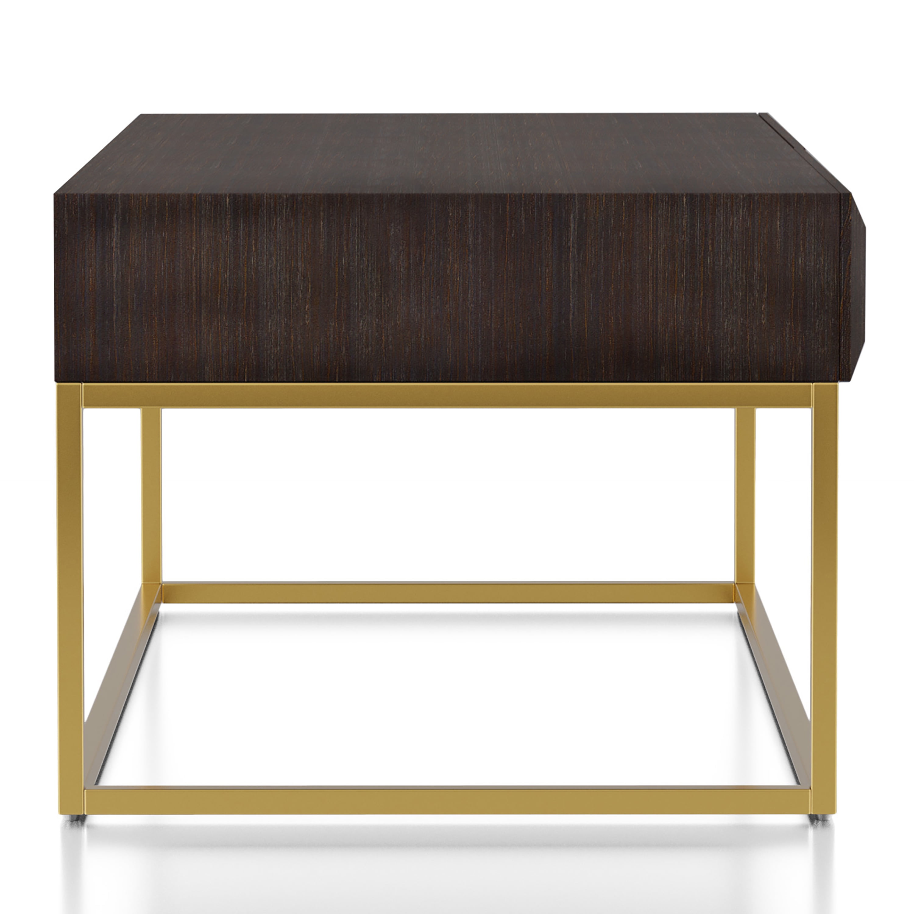 Furniture of America Vayne 2-Drawer Wood Walnut and Gold Coffee Table