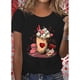 thumbnail image 1 of Camisetas de manga corta para mujer, camisetas de verano estampadas, cómodas, divertidas y casuales, para vacacionesValentine's Day Heart Print T-Shirt, Round Neck Casual Sport Top, Medium Stretch K, 1 of 7