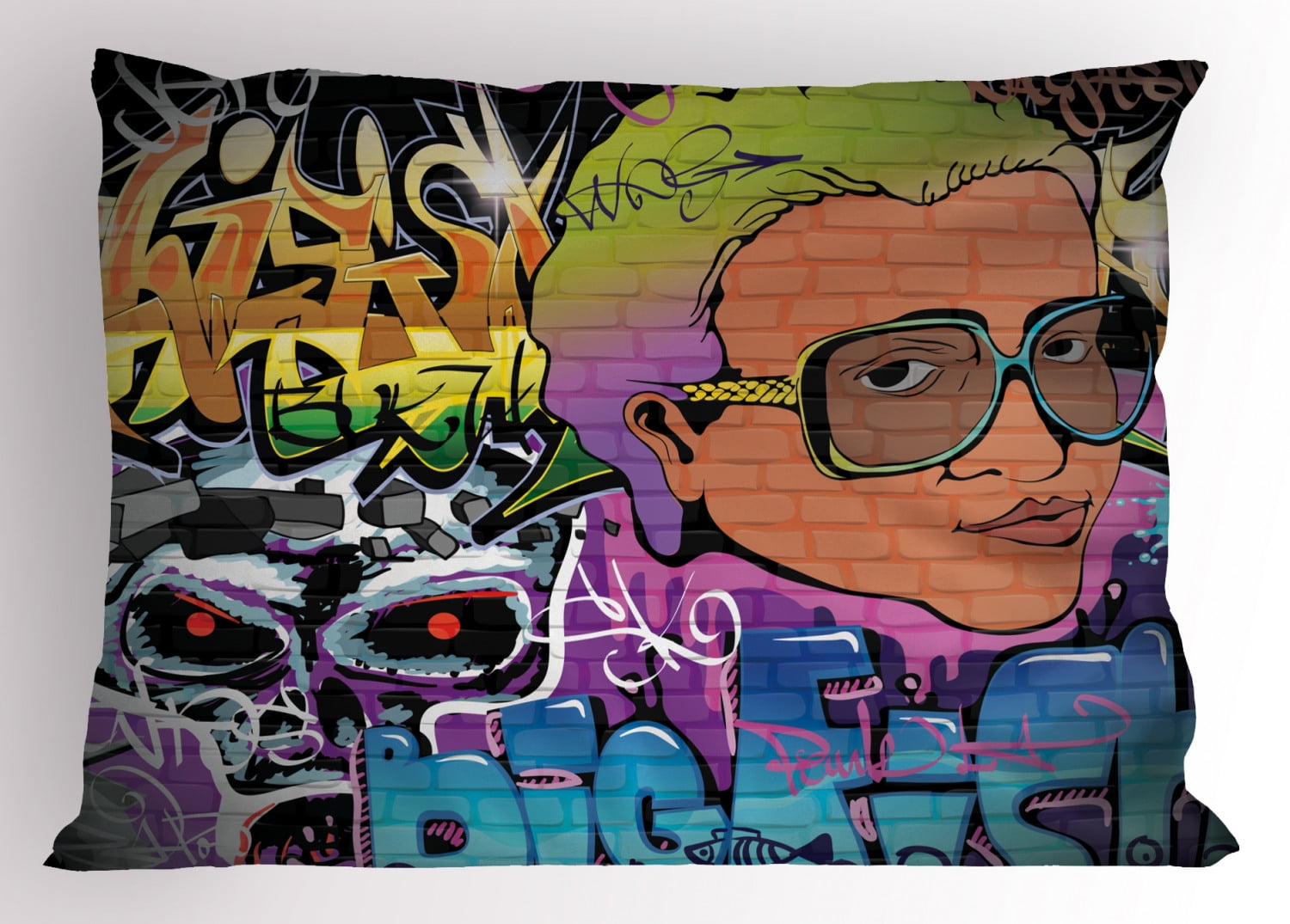 Urban Graffiti  Pillow  Sham Artistic Hip Hop Design 
