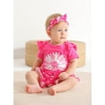 thumbnail image 3 of Infant Baby Girl Clothes Ruffle Letter Short Sleeve Romper Floral Long Pants with Headband Outfits Set Rose Red 0-3 Months, 3 of 6