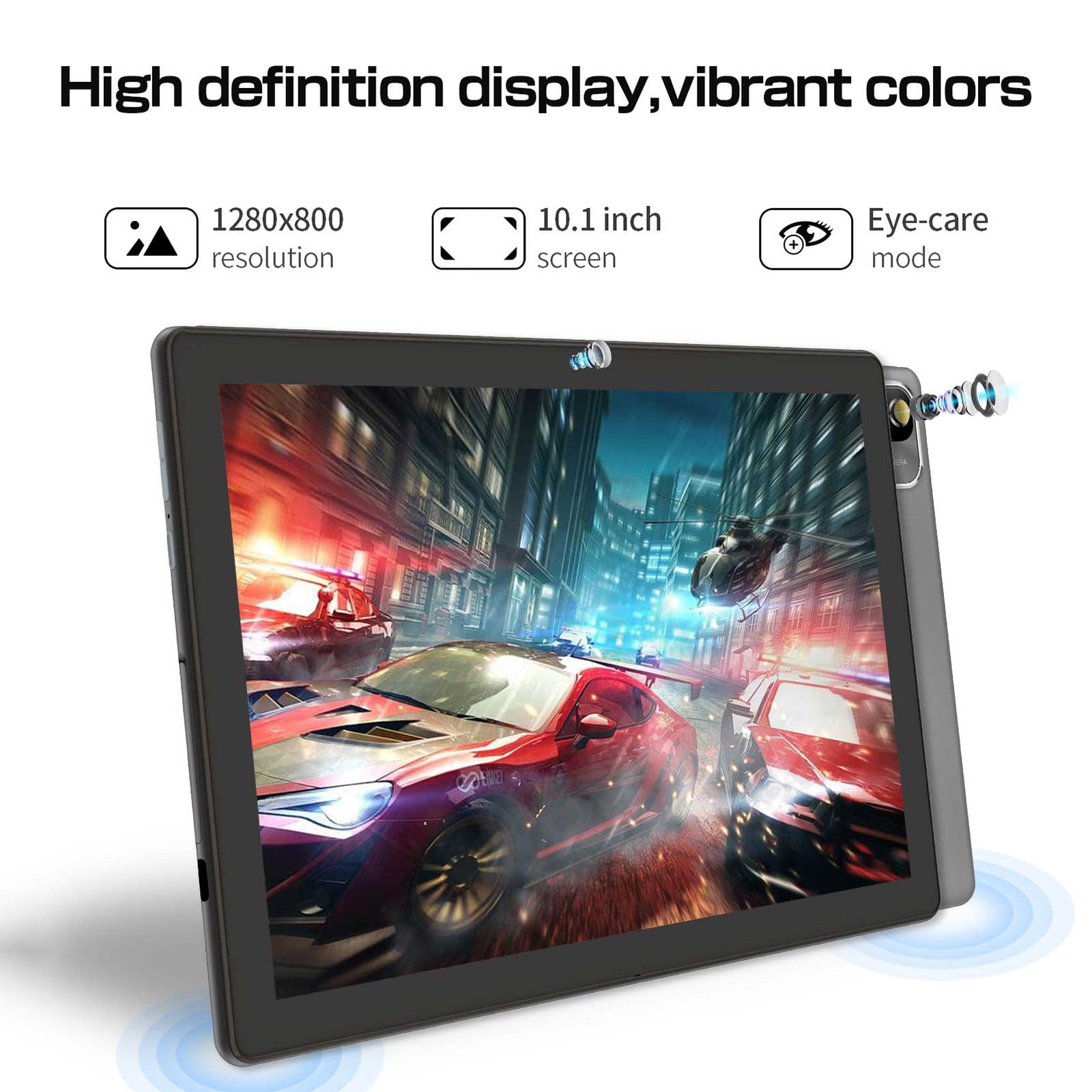 10.1-Inch Android 12 Tablet with 6GB+64GB, 1TB Expandable, IPS HD Screen, WiFi 6, Bluetooth 5.2, Dual Camera, 6000mAh Battery