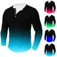 thumbnail image 5 of gakvbuo Henley Shirts For Men Long Sleeve Button Down Shirts Slim Fit Cotton Lightweight Basic Pullover T-Shirt Blouses, 5 of 5