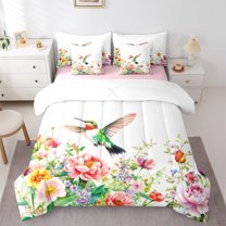 Castle Fairy Teens Animal Hummingbird Bedding Comforter Set,Floral Peony King Bedding Sets