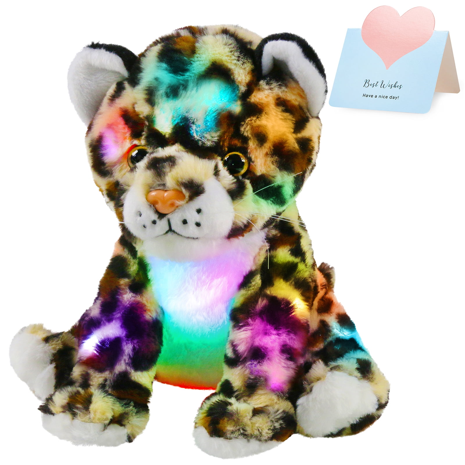 Bstaofy Light Up Cheetah Plush LED Leopard Stuffed Animals Night Light ...