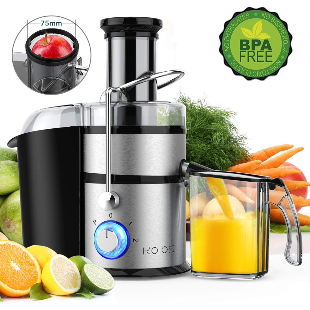 KOIOS Centrifugal Juicer Machines, Juice Extractor with Big Mouth 3” Feed Chute, 304 Stainless