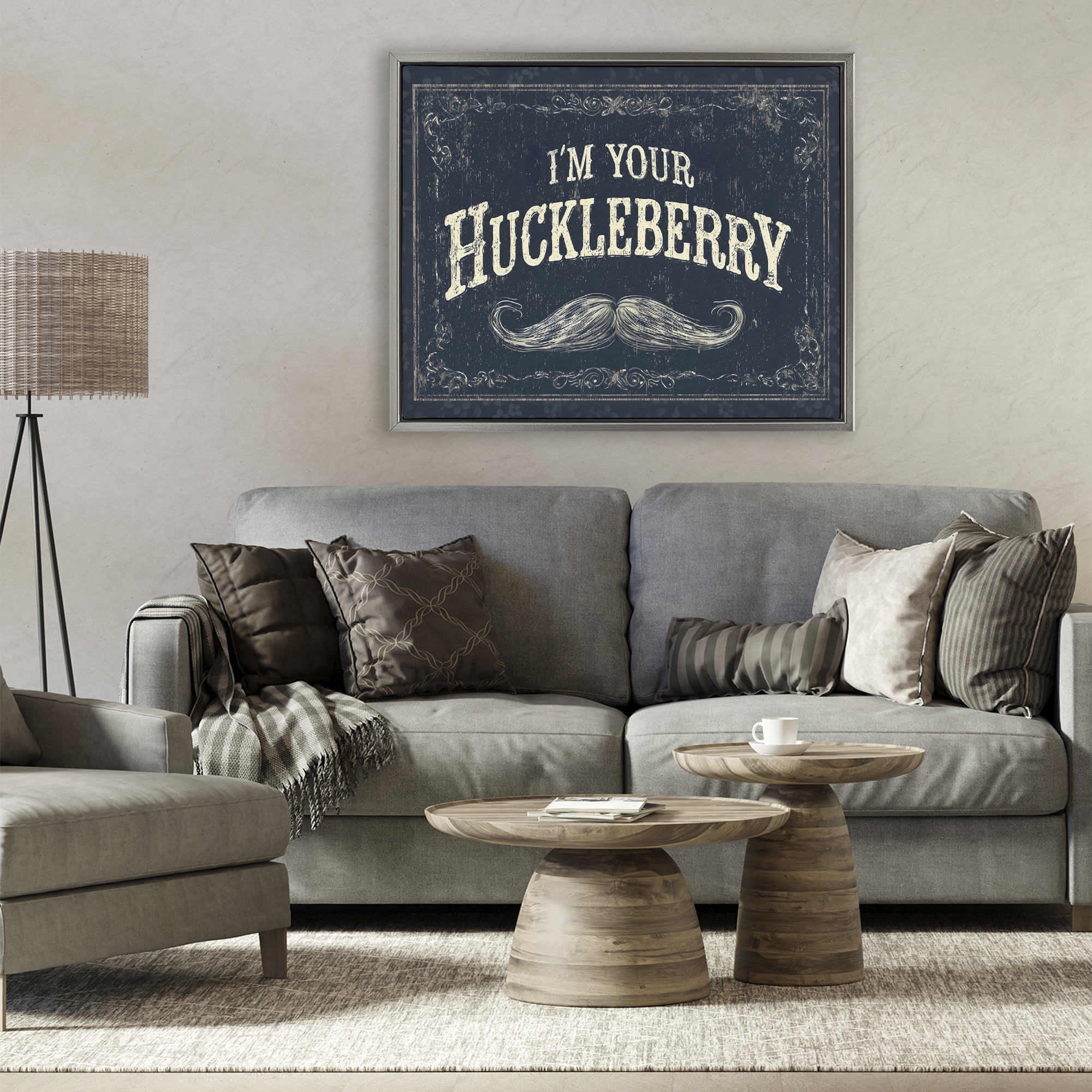 Stupell Industries I'm Your Huckleberry Gray Framed Floater Canvas Wall Art, design by Arlington Prints