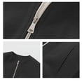 thumbnail image 6 of Women Cropped Jacket Casual Zip Up Varsity Jackets Trendy Outwear Coats with Welt Pockets Black XS, 6 of 7